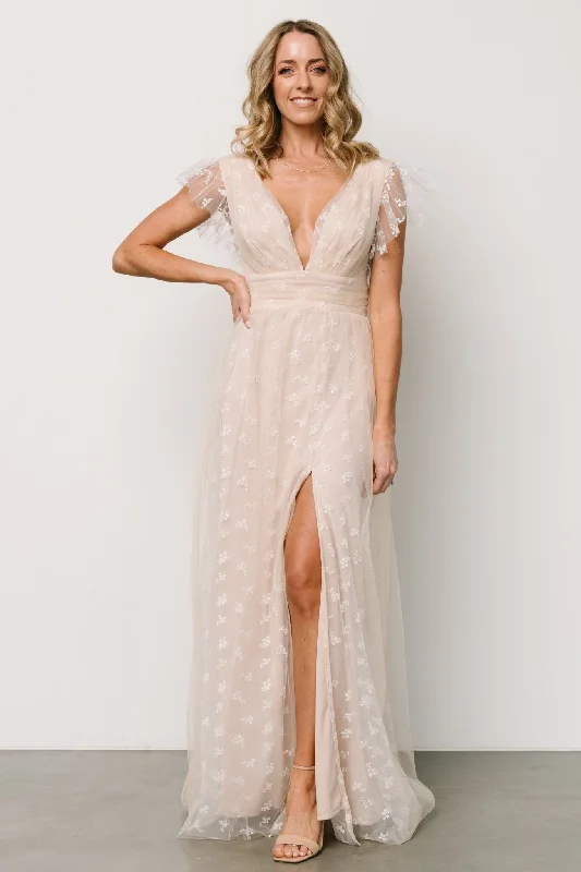 Elegant And Elegant Caterina Tulle Maxi Dress | Natural + White