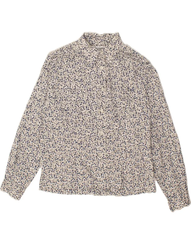 Sexy Fun COLUMBIA Womens Shirt UK 14 Medium Grey Floral Cotton