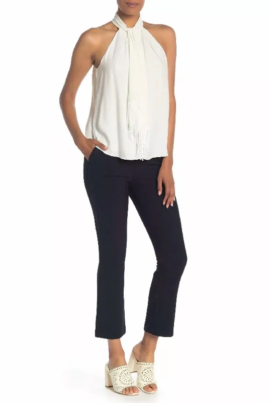 College Style Pinstriped Baby Kick Ankle Trousers In Navy