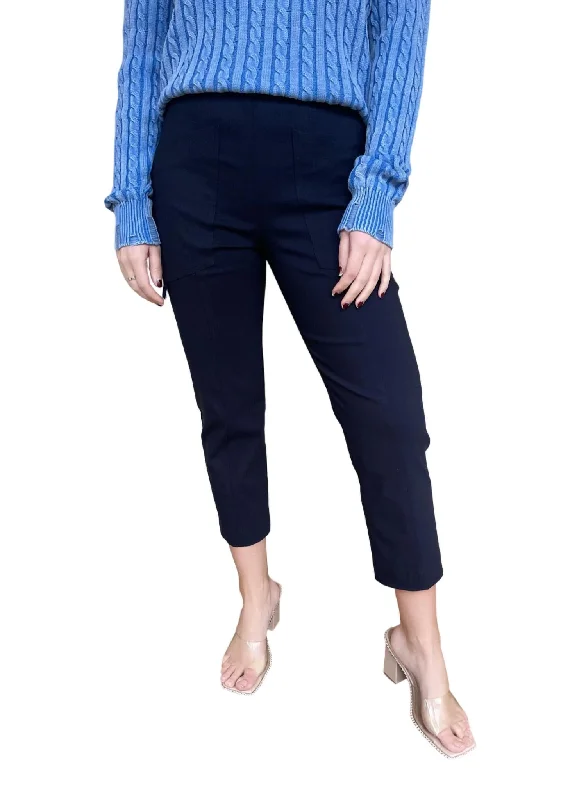 British Fashion Control Stretch D Ring Crop Cargo Pant In Navy