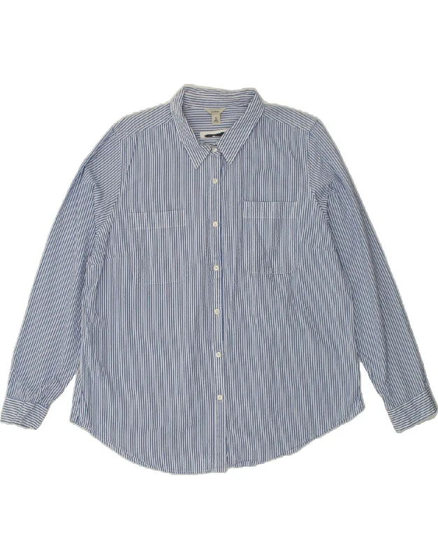 Trendy Traveler L.L.BEAN Womens Shirt UK 18 XL Blue Pinstripe Cotton
