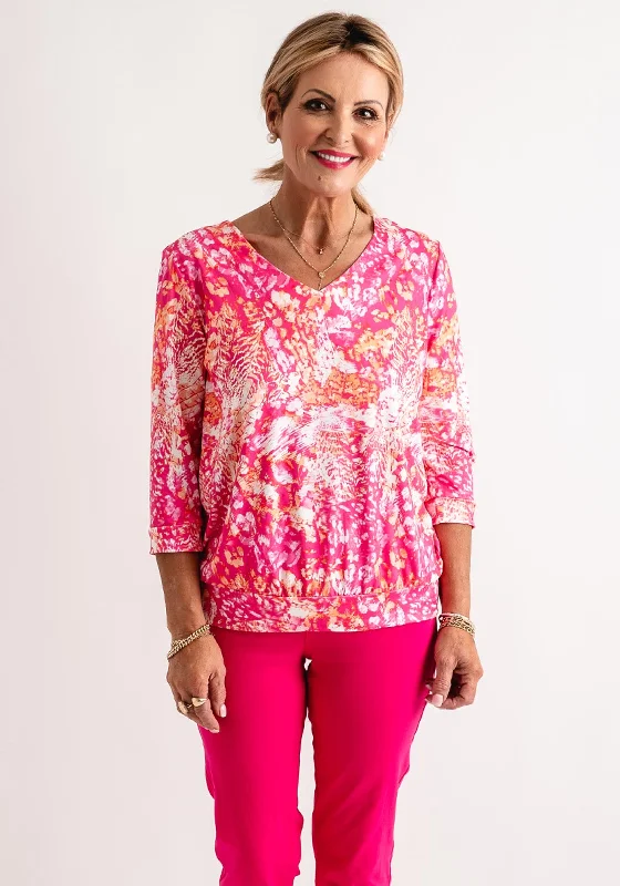 Dynamic Fashion Leon Collection Abstract Print Top, Pink