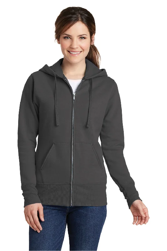 Windbreaker fashion Port & Company Womens Core Pill Resistant Fleece Full Zip Hooded Sweatshirt Hoodie w/ Pockets - Charcoal Grey - Closeout Windbreaker fashion Port & Company Womens Core Pill Resistant Fleece Full Zip Hooded Sweatshirt Hoodie w/ Pockets - Charcoal Grey - Closeout