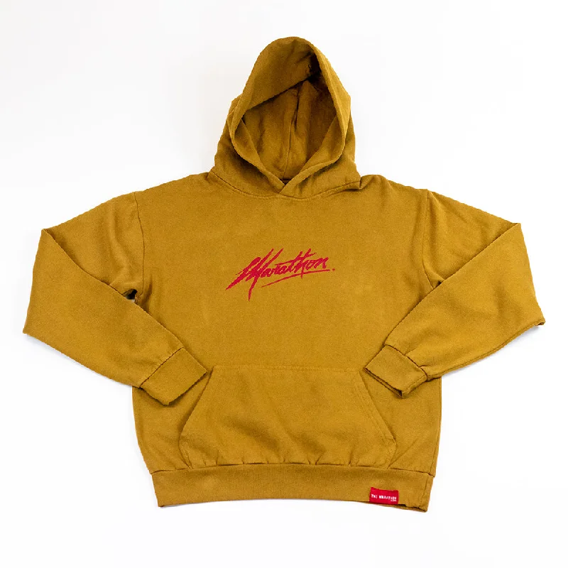 Warm Winter Series Marathon Script Signature Hoodie - Light Brown/Red