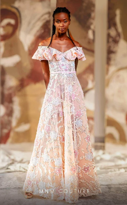 Low-key Luxury MNM Couture K4162 - Ruffled Neckline A-Line Prom Gown