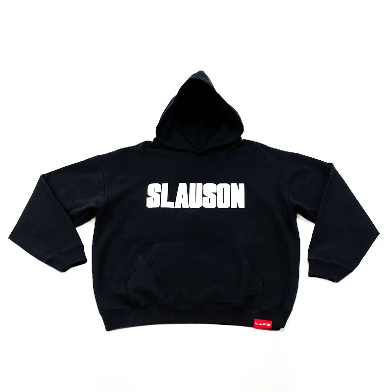 High-end Design Slauson Block Print Hoodie - Black / White