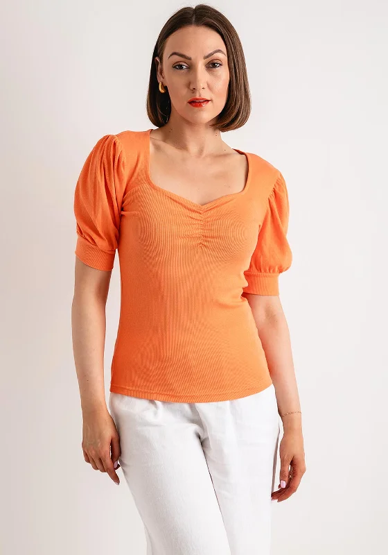 Sweet breath Kaffe Carna Square Neck T-Shirt Top, Melon