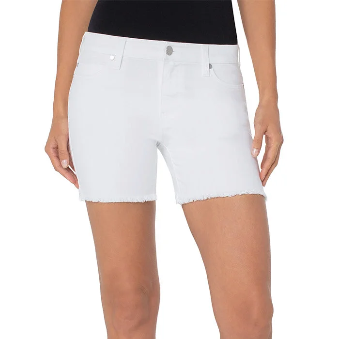 Ultra-lightweight Liverpool Vickie 5-Inch Fray Hem Short - Bright White