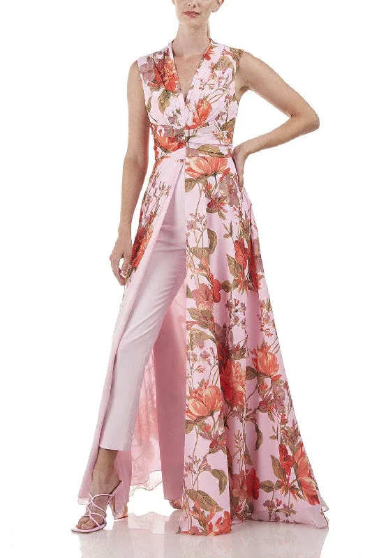 Warm And Comfortable Kay Unger 5549258 - Printed Chiffon Skinny Jumpsuit