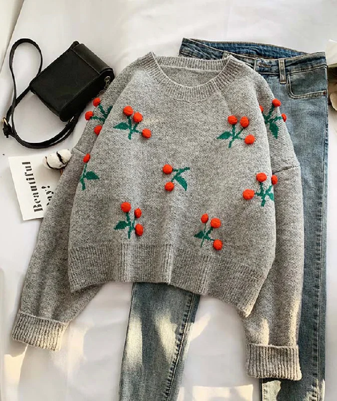 Cool Summer Sweet Cherry Sweater Long Sleeve Sweater       S4367