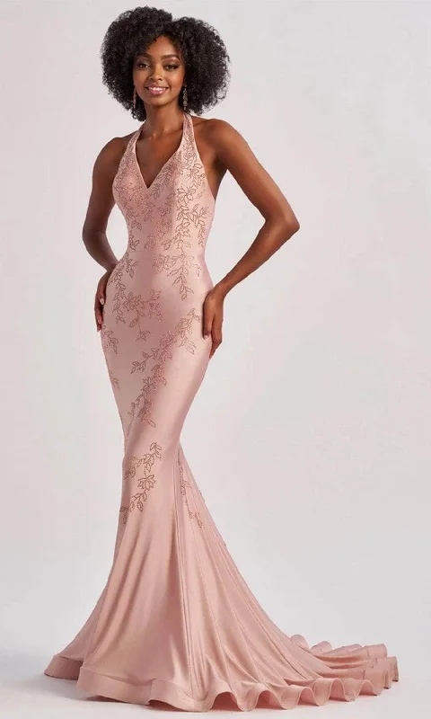 Simple Style Colette By Daphne CL8580 - Metallic Halter Prom Dress