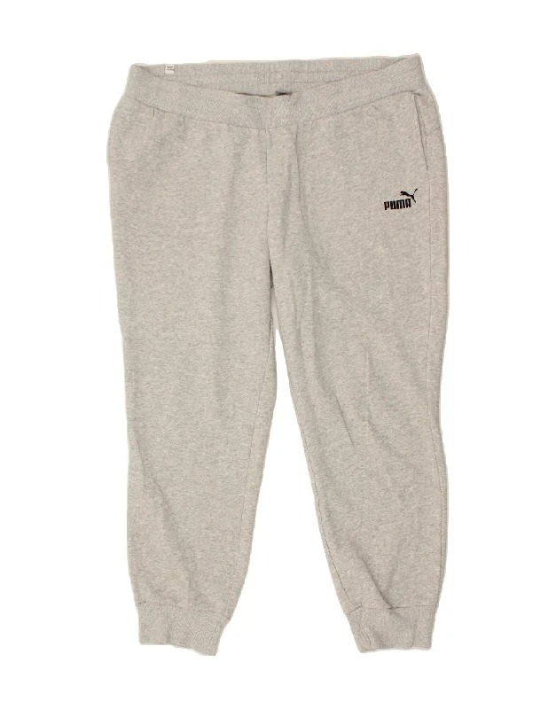 Designer Style PUMA Womens Tracksuit Trousers Joggers UK 18 XL Grey Cotton