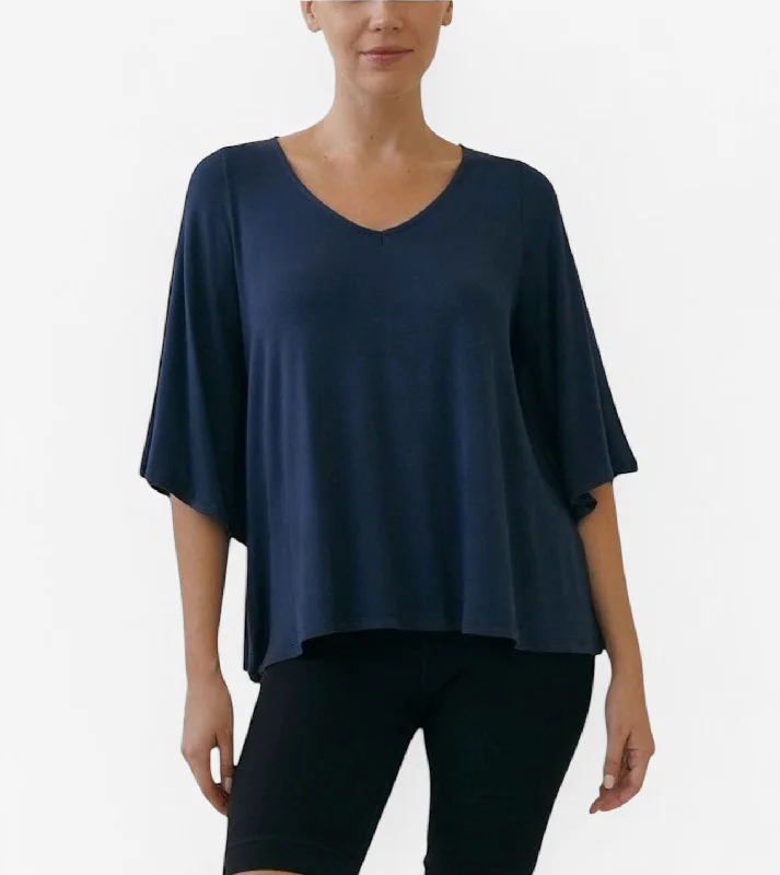 Moisture wicking Full Size Flared Sleeve Bamboo Top