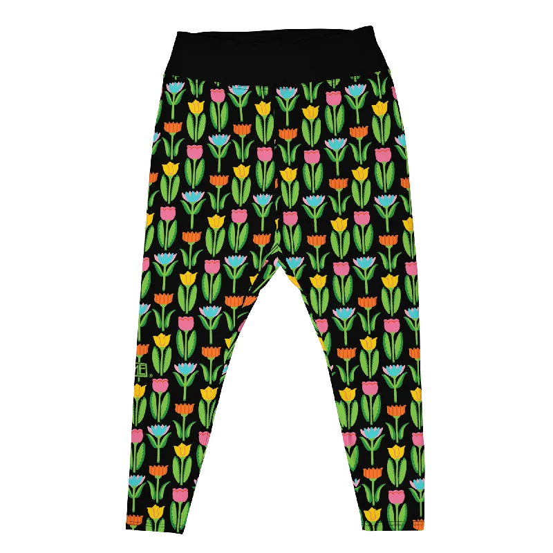 Single-shoulder Neck Design Tulip Garden Plus Size Leggings