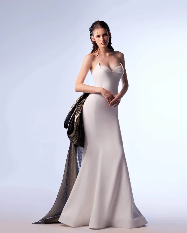 Party Wear MNM Couture G1720 - Metallic Bow Evening Gown