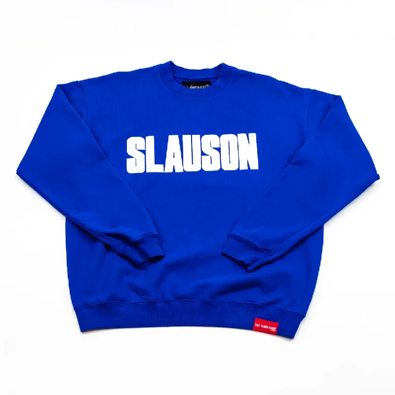 Simple Style Slauson Block Print Crewneck Sweatshirt - Royal / White