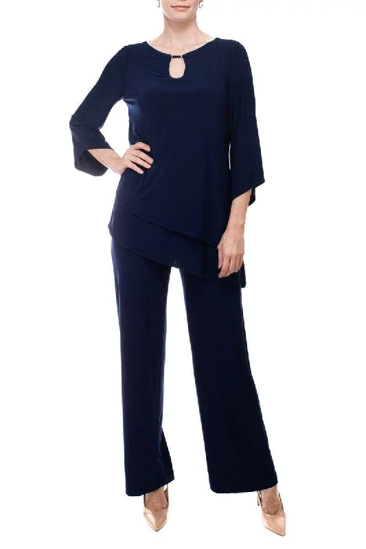 Bright Colors Marina 268398 - Scoop Neck Asymmetric Hem Jumpsuit