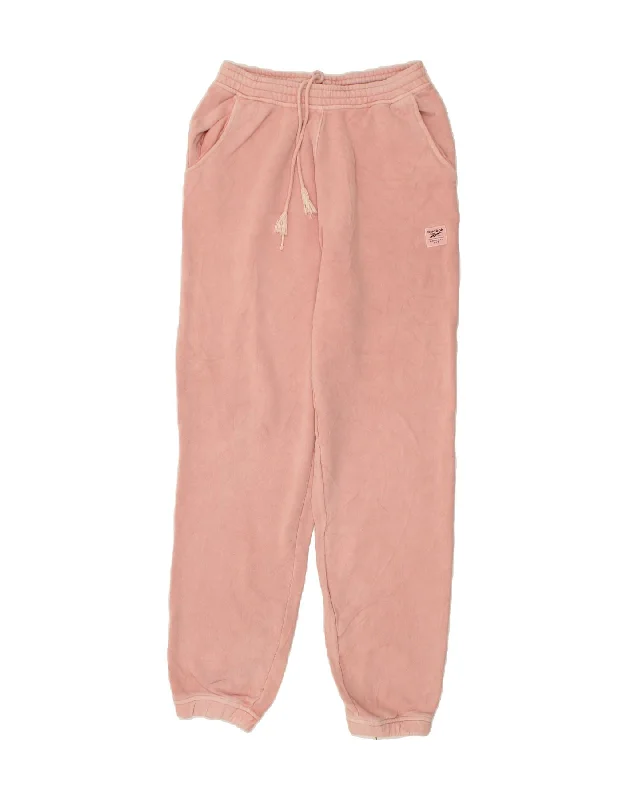 Fashion Elements REEBOK Womens Tracksuit Trousers Joggers UK 10 Small Pink Cotton