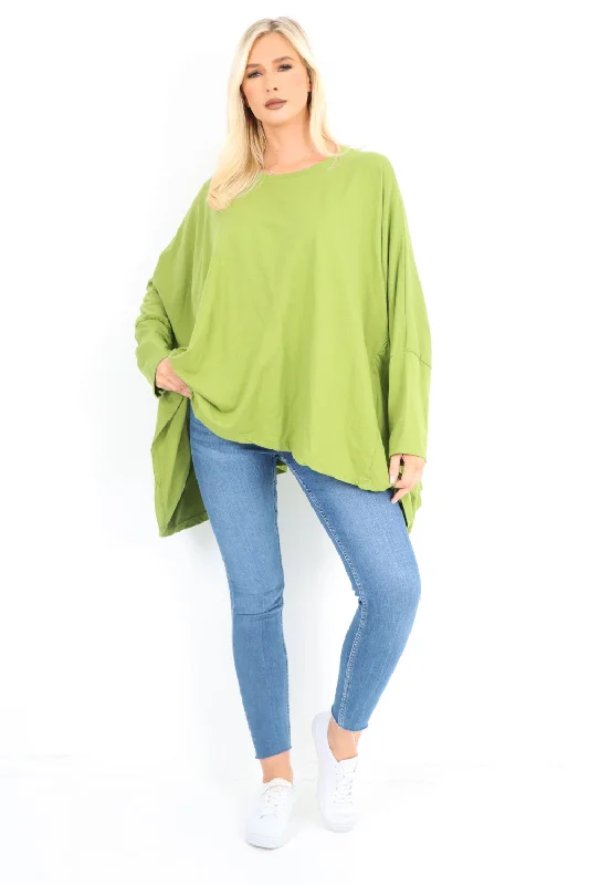 Romantic And Fresh Oversized Round Neck Hanky Hem Tunic Top