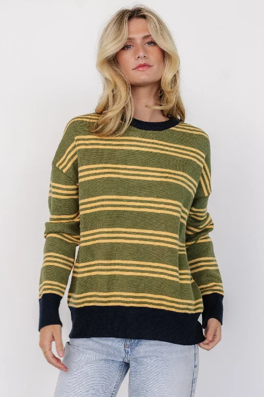 Playful Style Thomas Striped Sweater | Olive Multi