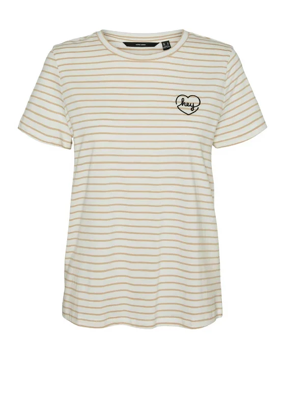 Carefree Style Vero Moda Francis Stripe T-Shirt, Snow White & Nomad