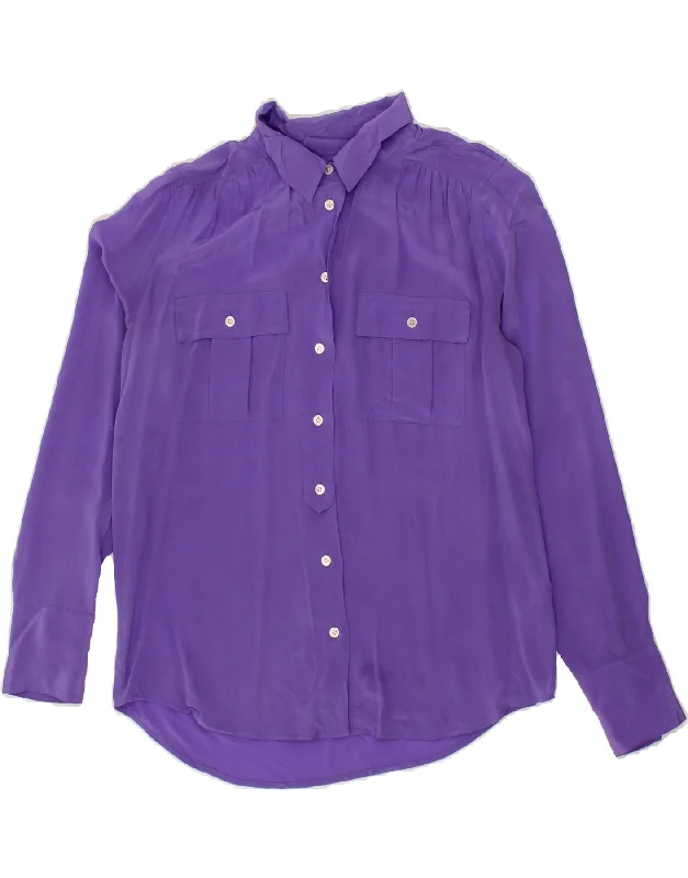 Moisture wicking J. CREW Womens Shirt Blouse US 2 XS Purple Silk