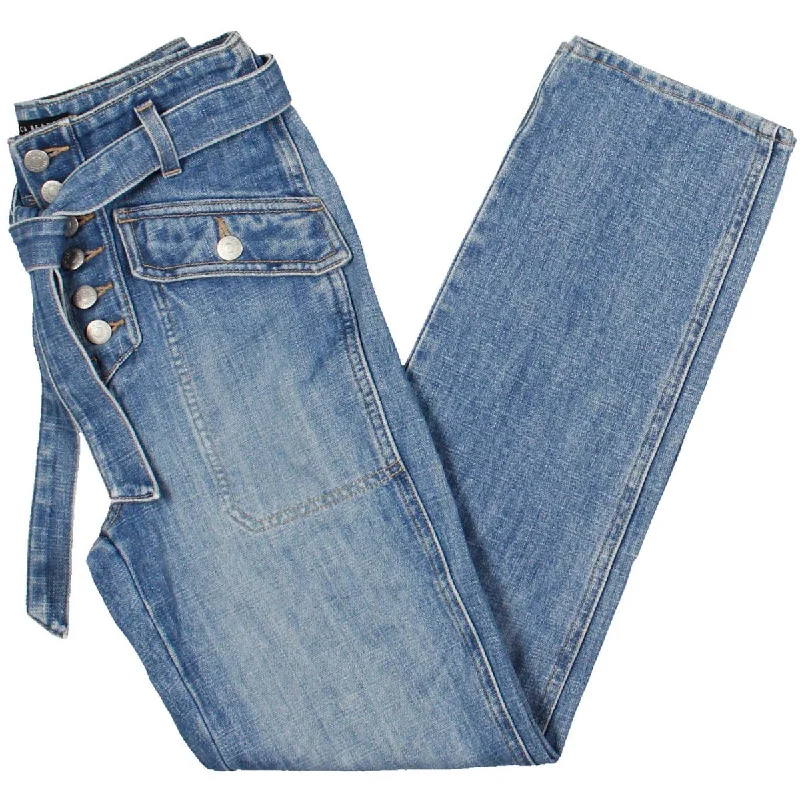 Elegant And Noble Plus Womens Belt Pockets High-Waisted Pants