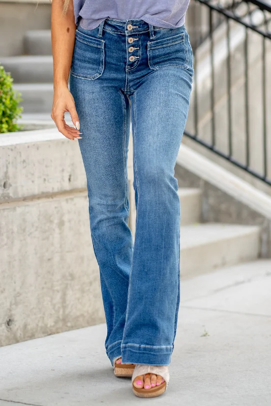 Unique Design Gleefully Mid Rise Trouser Hem Flare Regular & Plus Sizes