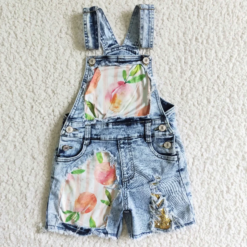 Mid-length Style fashion girl summer fruit print denim  overalls