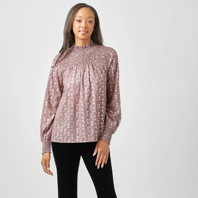 Slim Fit Mystree Women's Sparkle Smocked Blouse