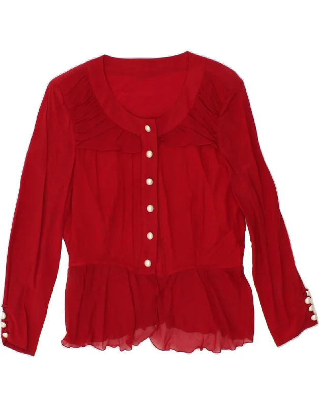 Comfortable down VINTAGE Womens Shirt Blouse UK 14 Medium  Red Silk