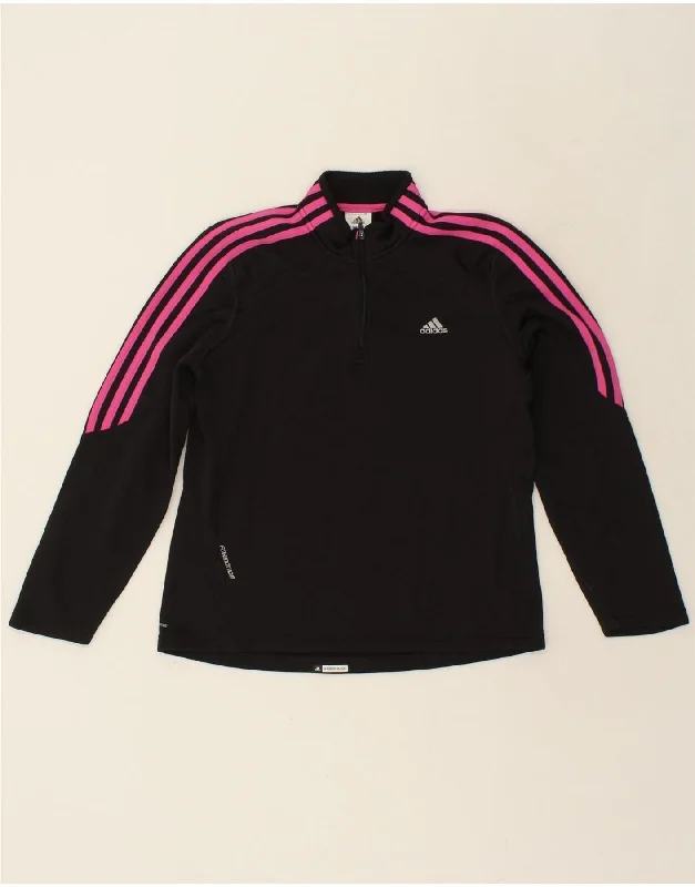 Wandering freely ADIDAS Womens Zip Neck Pullover Tracksuit Top UK 14 Medium  Black