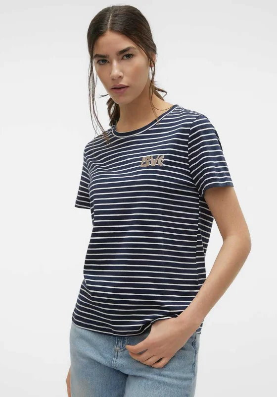 Carefree Vero Moda Francis Stripe T-Shirt, Navy Blazer & Snow White