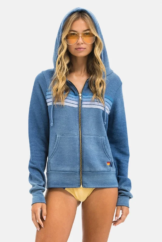 Sweet breath 5 Stripe Zip Hoodie Faded Water