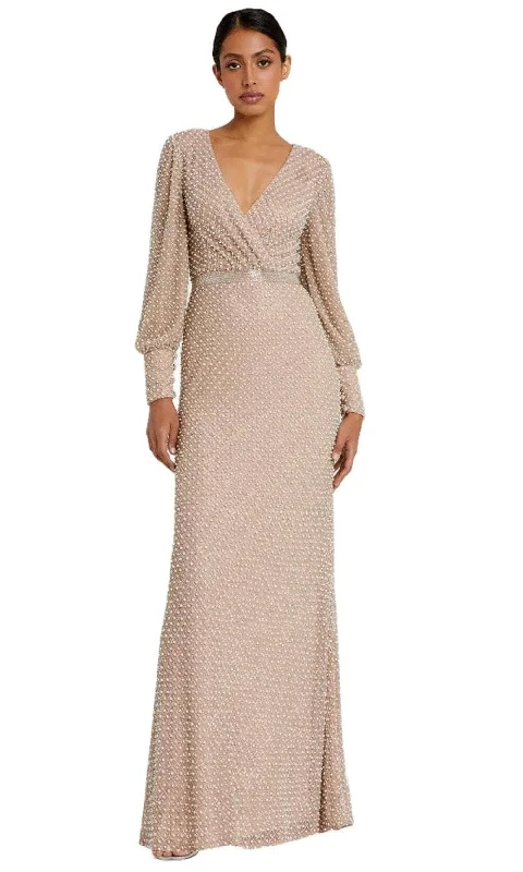 Trendy Items Mac Duggal 10062 - Bishop Sleeve Pearl Ornate Evening Gown