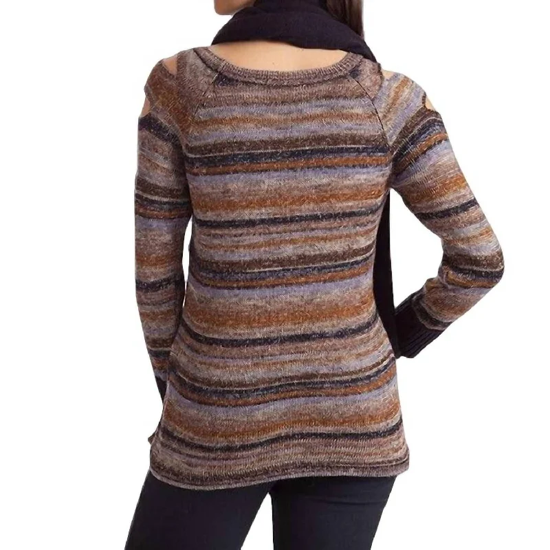 Outdoor Trend French Kyss - Bethany Striped Sweater W/ Scarf