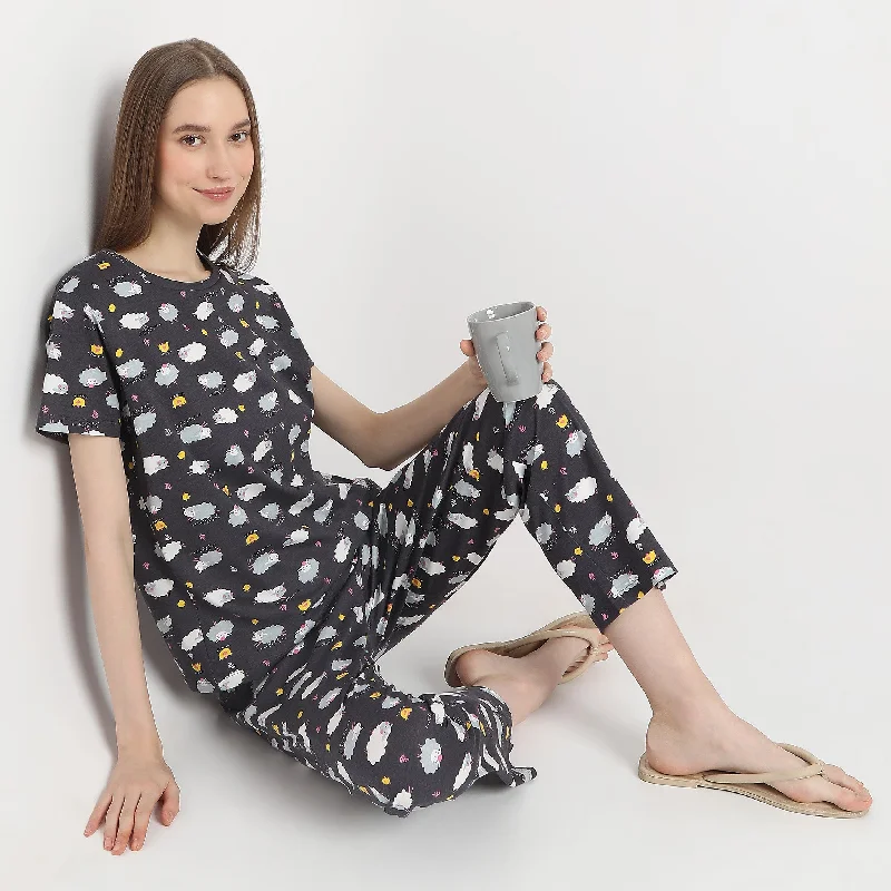 Carefree Animal Print Straight Lounge T-Shirt