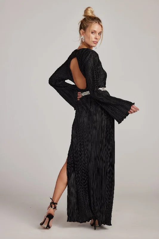 Diamond Series Tate Black Plisse Maxi Dress
