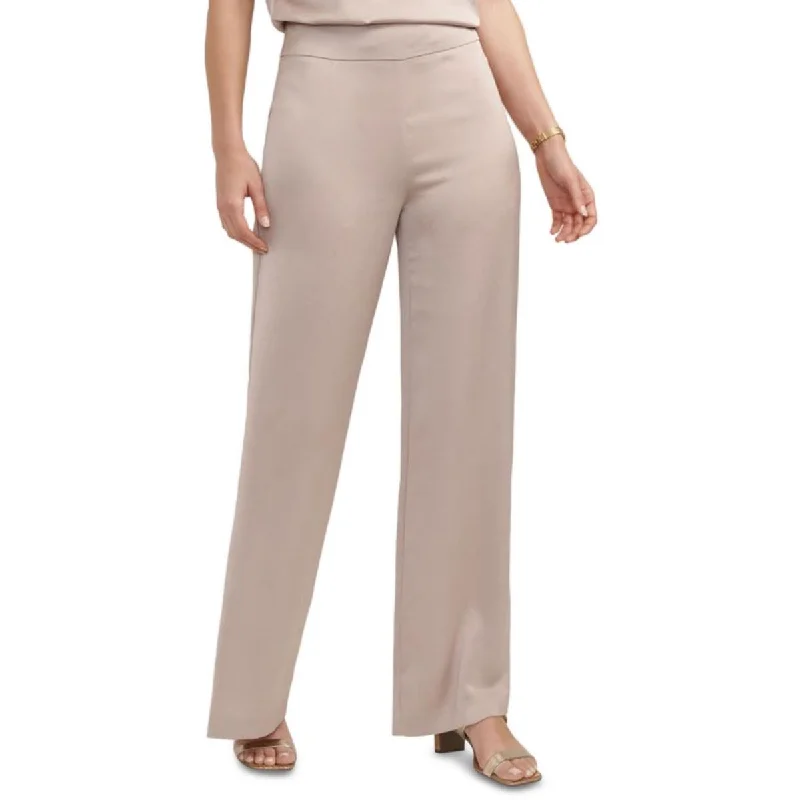 Trendy Items Petites Womens Satin Wide Leg Dress Pants