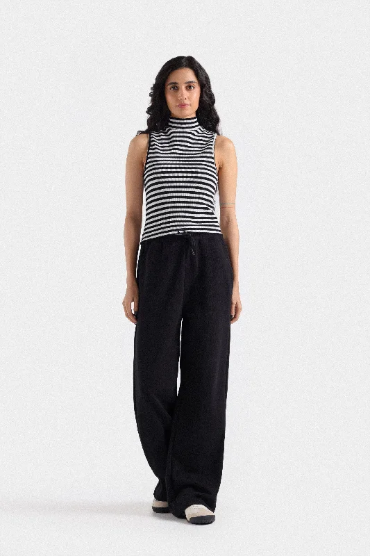 Moisture wicking Mock Neck Striped Tank