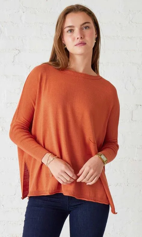 Embroidered Letters Mersea The Catalina Travel Sweater Burnt Orange