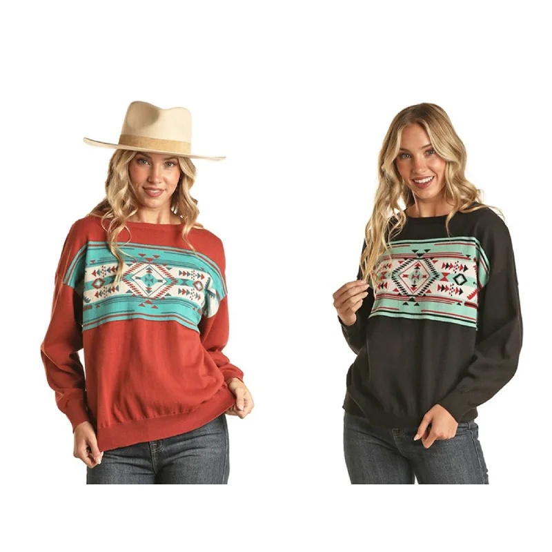 French Retro Rock & Roll Women's Aztec Pullover