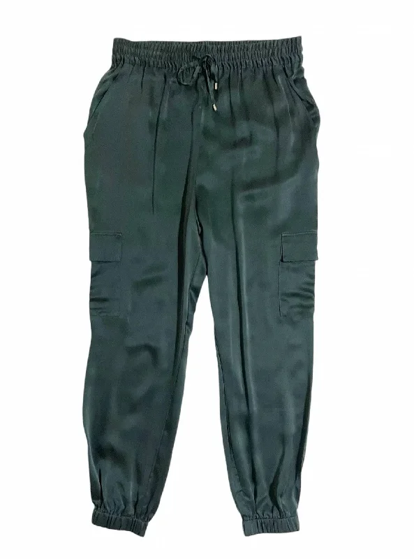 European And American Style Silk Jogger Pants Emerald Green