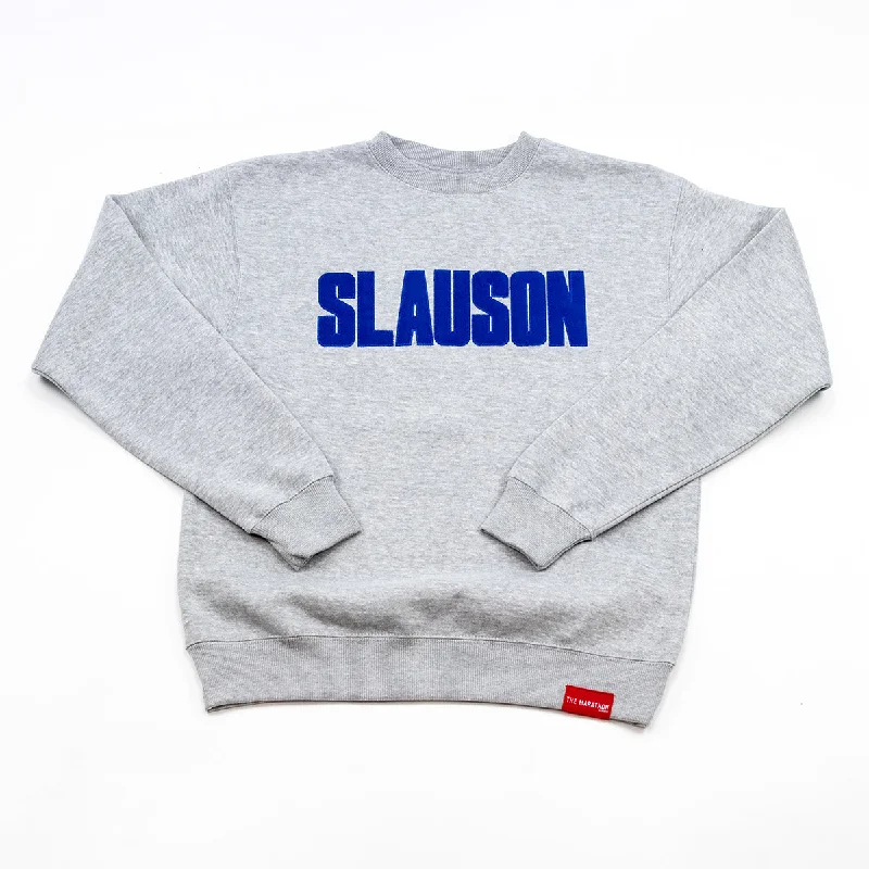 Celebrity Style Slauson Block Print Crewneck Sweatshirt - Heather Grey / Royal