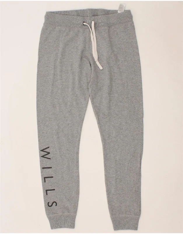 Light And Breathable JACK WILLS Womens Graphic Tracksuit Trousers Joggers UK 12 Medium Grey