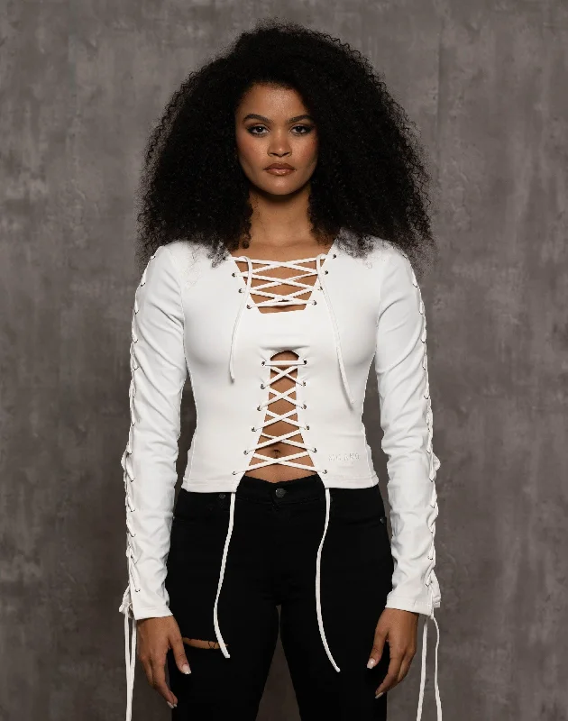 High-waisted pants style Leya Lace Up Top