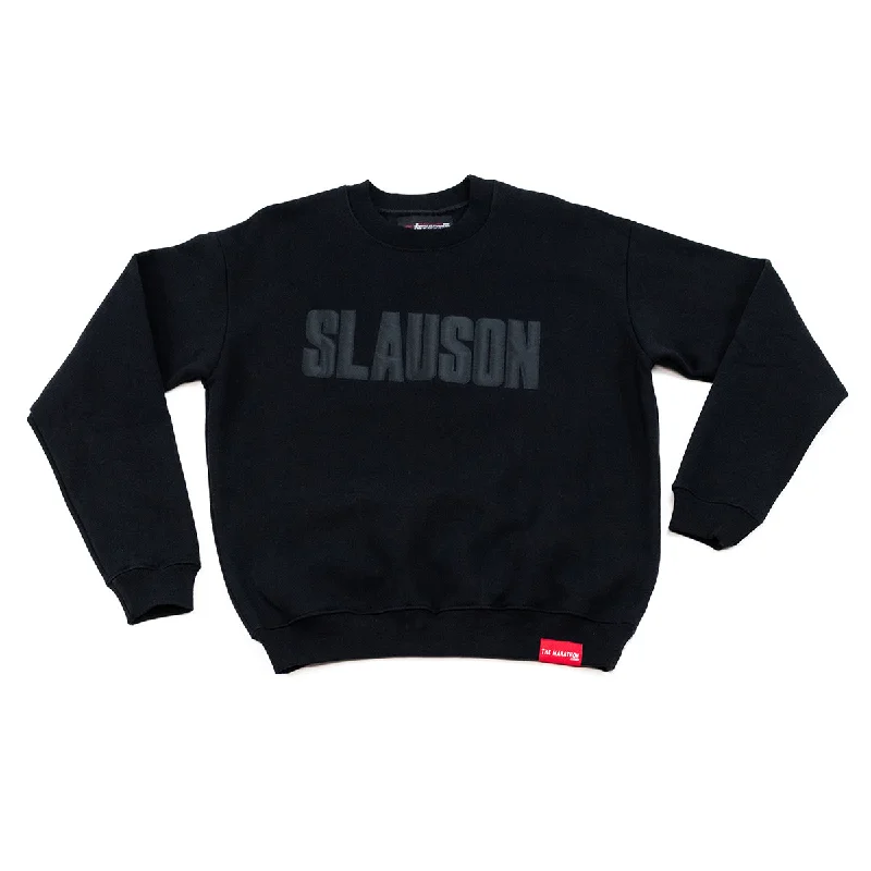 Thin Design Slauson Block Print Crewneck Sweatshirt - Black / Black