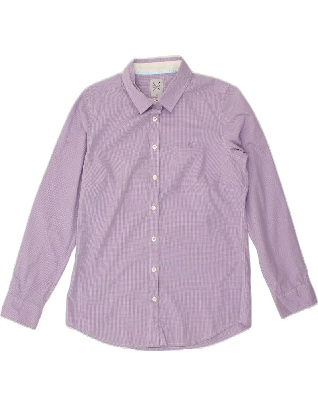 Fresh And Natural CREW CLOTHING Womens Shirt UK 12 Medium Purple Check Cotton