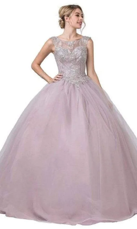 Relaxed And Casual Aspeed Design - L2258 Illusion Bateau Beaded Ball Gown