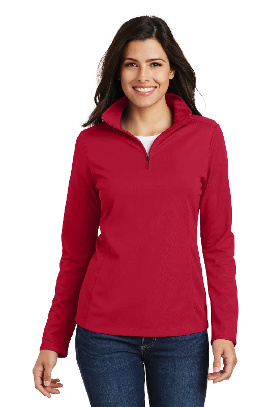Classic Port Authority Womens Moisture Wicking 1/4 Zip Sweatshirt - Rich Red - Closeout Classic Port Authority Womens Moisture Wicking 1/4 Zip Sweatshirt - Rich Red - Closeout